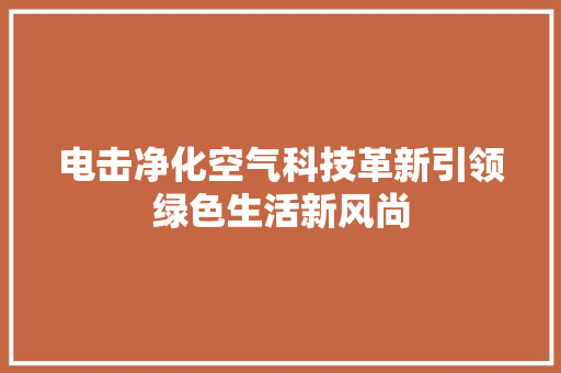电击净化空气科技革新引领绿色生活新风尚 汽车维修