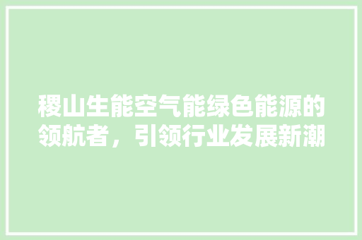稷山生能空气能绿色能源的领航者，引领行业发展新潮流 家电维修