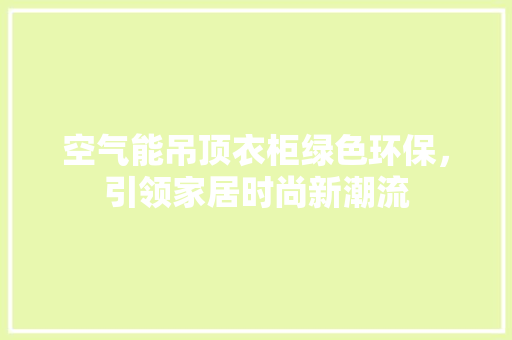 空气能吊顶衣柜绿色环保，引领家居时尚新潮流 厨房维修