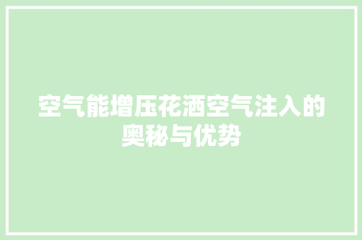 空气能增压花洒空气注入的奥秘与优势