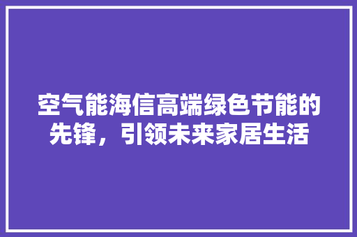 空气能海信高端绿色节能的先锋，引领未来家居生活