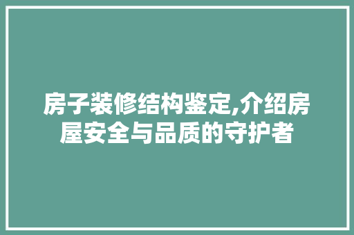 房子装修结构鉴定,介绍房屋安全与品质的守护者 房子装修结构鉴定,介绍房屋安全与品质的守护者 汽车维修