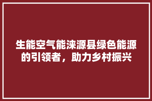 生能空气能涞源县绿色能源的引领者，助力乡村振兴