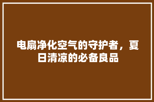 电扇净化空气的守护者，夏日清凉的必备良品