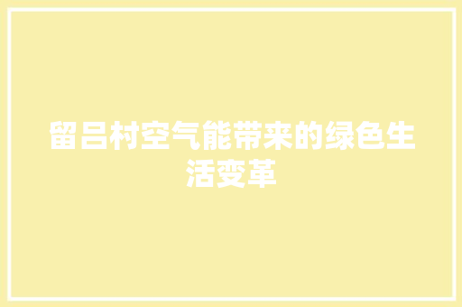 留吕村空气能带来的绿色生活变革