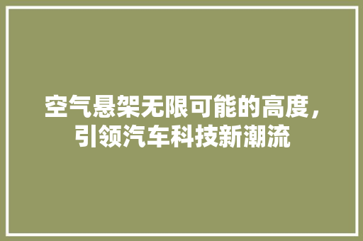 空气悬架无限可能的高度，引领汽车科技新潮流