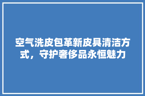 空气洗皮包革新皮具清洁方式，守护奢侈品永恒魅力