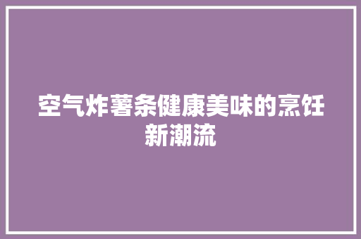 空气炸薯条健康美味的烹饪新潮流