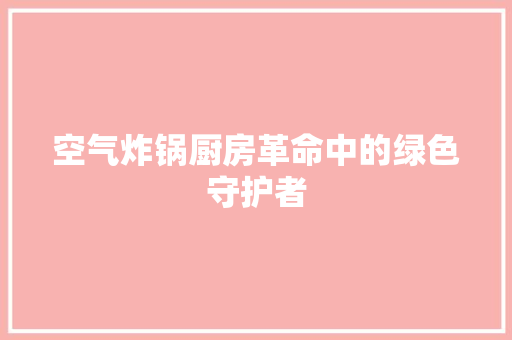 空气炸锅厨房革命中的绿色守护者