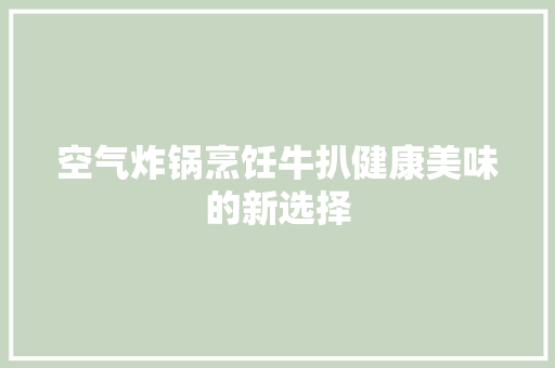 空气炸锅烹饪牛扒健康美味的新选择