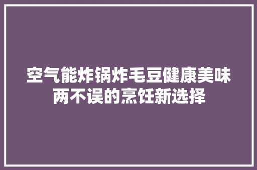 空气能炸锅炸毛豆健康美味两不误的烹饪新选择 厨房维修