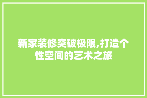 新家装修突破极限,打造个性空间的艺术之旅 新家装修突破极限,打造个性空间的艺术之旅 墙体维修