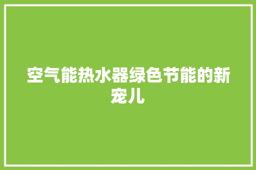 空气能热水器绿色节能的新宠儿