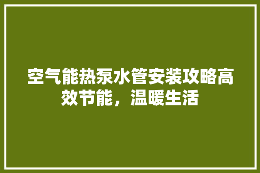 空气能热泵水管安装攻略高效节能，温暖生活