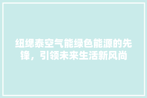 纽缌泰空气能绿色能源的先锋，引领未来生活新风尚