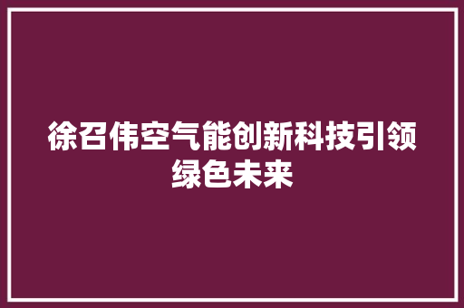 徐召伟空气能创新科技引领绿色未来 汽车维修