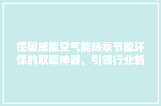 德国威能空气能热泵节能环保的取暖神器，引领行业新潮流 汽车维修