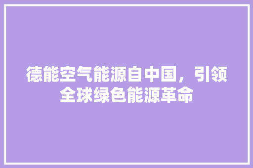 德能空气能源自中国，引领全球绿色能源革命