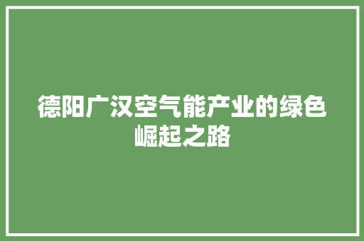 德阳广汉空气能产业的绿色崛起之路 汽车维修