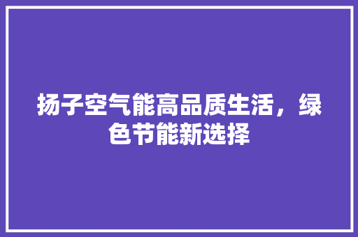 扬子空气能高品质生活，绿色节能新选择