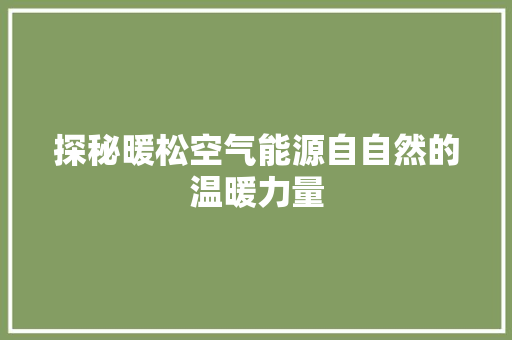 探秘暖松空气能源自自然的温暖力量