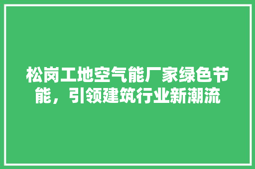 松岗工地空气能厂家绿色节能，引领建筑行业新潮流