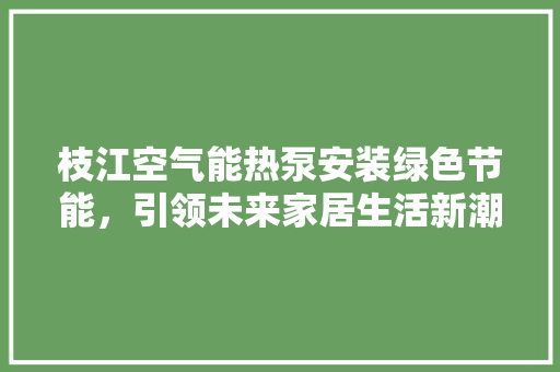 枝江空气能热泵安装绿色节能，引领未来家居生活新潮流
