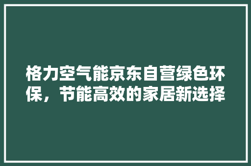 格力空气能京东自营绿色环保，节能高效的家居新选择