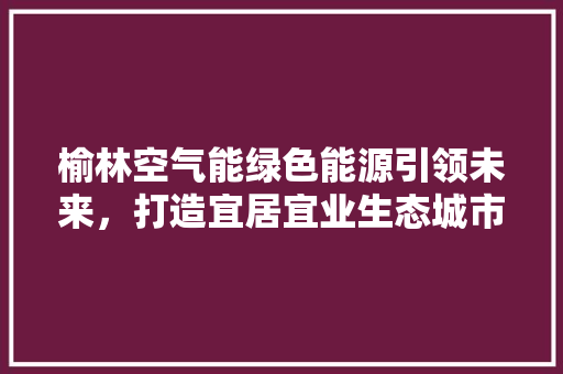 榆林空气能绿色能源引领未来，打造宜居宜业生态城市 家电维修