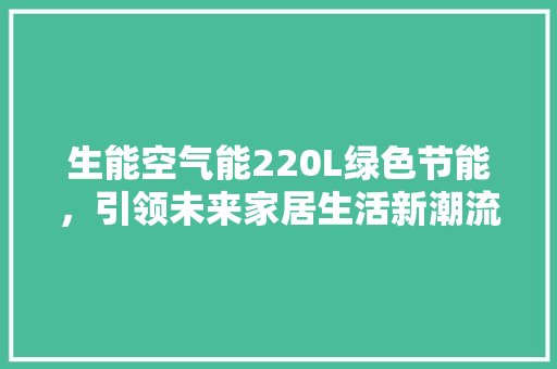 生能空气能220L绿色节能，引领未来家居生活新潮流 综合便民