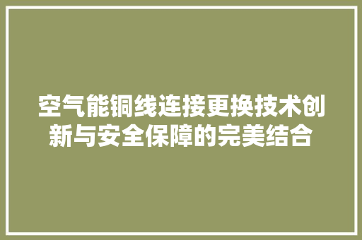 空气能铜线连接更换技术创新与安全保障的完美结合 汽车维修