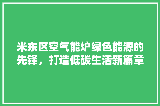 米东区空气能炉绿色能源的先锋，打造低碳生活新篇章 厨房维修
