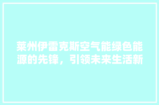 莱州伊雷克斯空气能绿色能源的先锋，引领未来生活新风尚 厨房维修