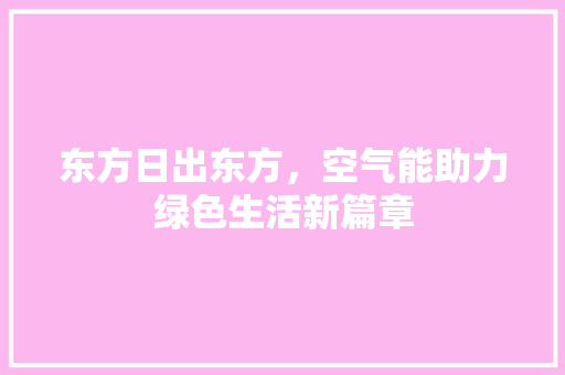 东方日出东方，空气能助力绿色生活新篇章 汽车维修