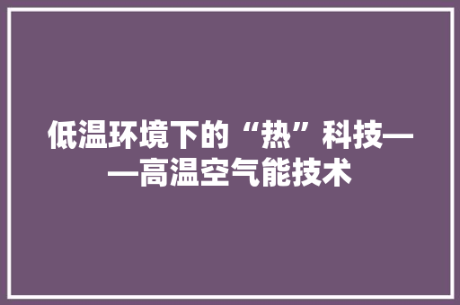 低温环境下的“热”科技——高温空气能技术 墙体维修