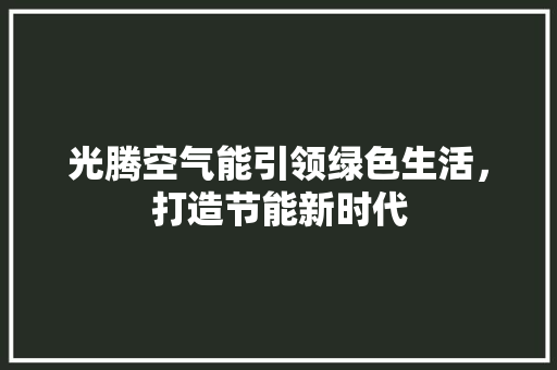 光腾空气能引领绿色生活，打造节能新时代