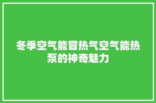 冬季空气能冒热气空气能热泵的神奇魅力 家电维修