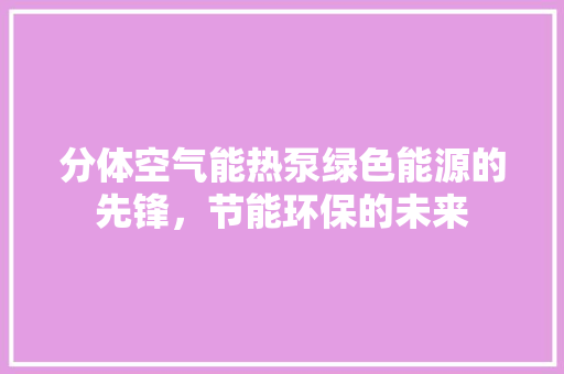分体空气能热泵绿色能源的先锋，节能环保的未来