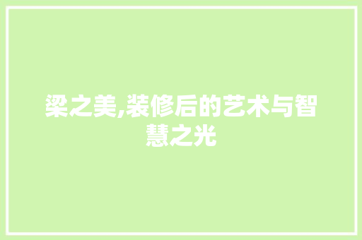 梁之美,装修后的艺术与智慧之光 梁之美,装修后的艺术与智慧之光 厨房维修