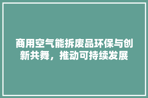 商用空气能拆废品环保与创新共舞，推动可持续发展 厨房维修