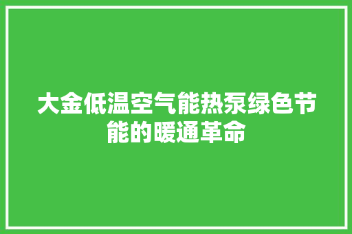 大金低温空气能热泵绿色节能的暖通革命 家电维修