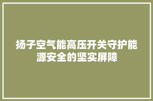 扬子空气能高压开关守护能源安全的坚实屏障 墙体维修