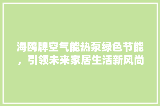 海鸥牌空气能热泵绿色节能，引领未来家居生活新风尚 厨房维修