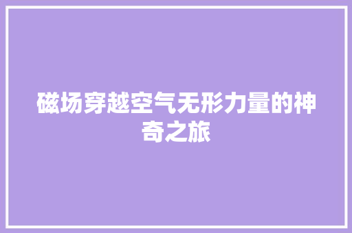 磁场穿越空气无形力量的神奇之旅 家电维修