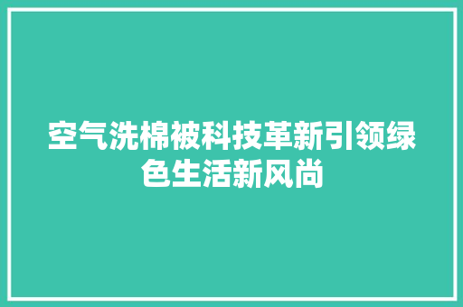 空气洗棉被科技革新引领绿色生活新风尚 厨房维修