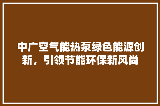 中广空气能热泵绿色能源创新，引领节能环保新风尚 厨房维修