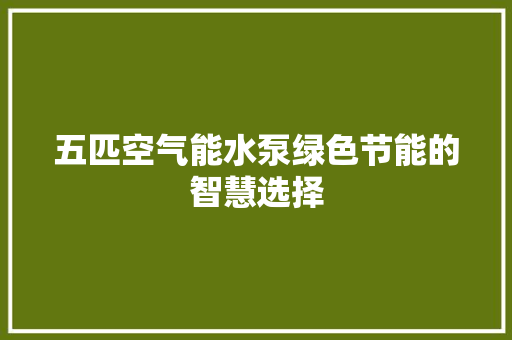 五匹空气能水泵绿色节能的智慧选择 汽车维修