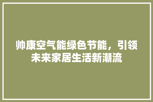 帅康空气能绿色节能，引领未来家居生活新潮流 厨房维修