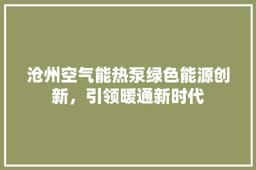 沧州空气能热泵绿色能源创新，引领暖通新时代 家电维修