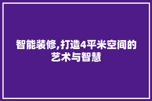 智能装修,打造4平米空间的艺术与智慧 智能装修,打造4平米空间的艺术与智慧 厨房维修
